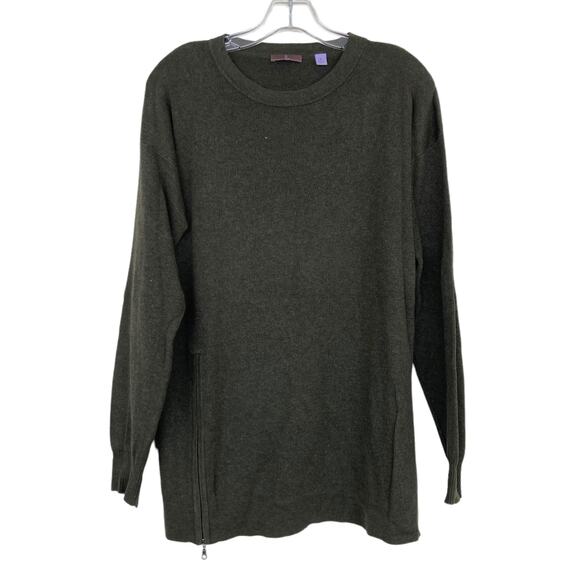 Cullen Green Cotton Modal Sweater Zipper Detail Sz M - Picture 1 of 6